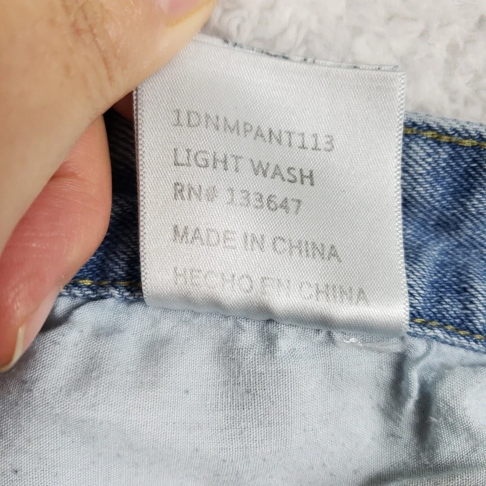Fashion Nova Men Light Wash Moto Distressed Skinny Jeans Blue Size 36 Ankle Zip